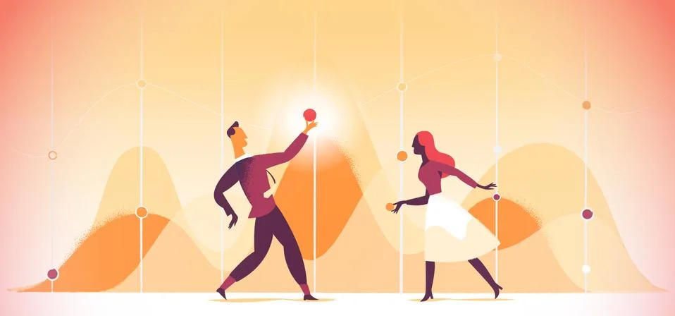 Professionals analyze big data and planning the strategy Stockillustratie