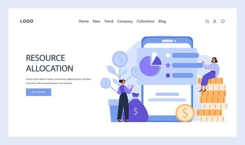 Professionals analyzing financial graphs, amidst money trees and stacked coins Stock Illustration