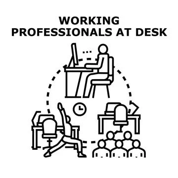 Professionals balancing work, well being, and team collaboration in office Illustrazione stock