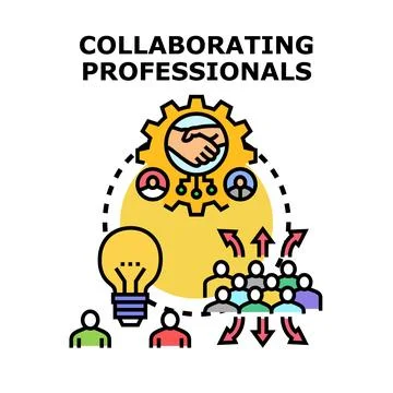 Professionals collaborating sharing ideas and achieving success together Stock Illustration