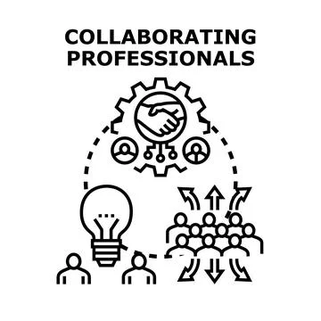Professionals collaborating sharing ideas and achieving success together Illustrazione stock