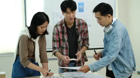 Professionals developer team planning application template layout framework for Stock Footage 245410957