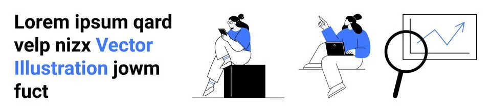 Professionals engaged with technology and data analysis in a modern workspa.. Illustrazione stock