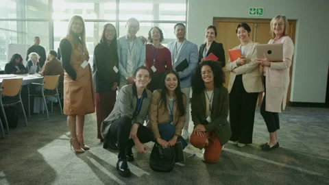 Professionals Posing At A Conference Event Stock Footage 342229998