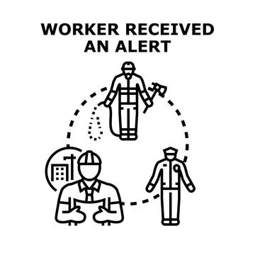 Professionals receiving an emergent alert notification communication Ilustración de archivo