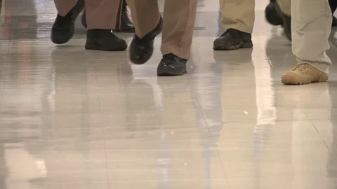 Professionals walking in Crowded Hall Way Stock Footage 252093378