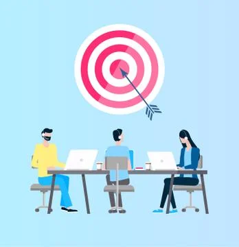 Professionals Working on Laptops, Business Target Stock Illustration