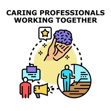 Professionals working together offering mental health support Stock Illustration