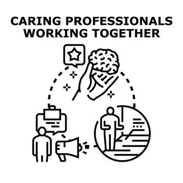Professionals working together offering mental health support Stock Illustration