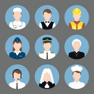 Professions avatar flat icons set Stockillustratie