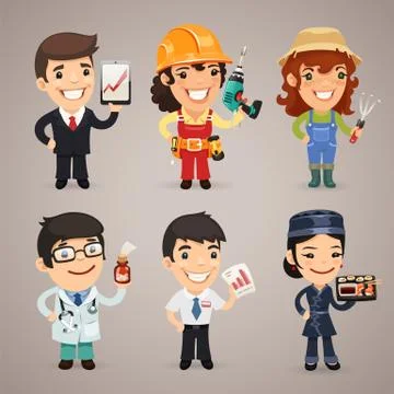 Professions cartoon characters set1.1 Stock Illustration