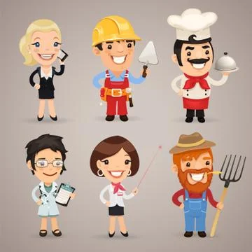 Professions cartoon characters set1.2 Stock Illustration
