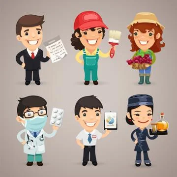 Professions Cartoon Characters Set1.4 Stock Illustration