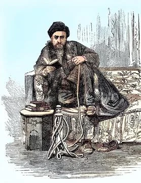 Professions in Constantinople Turkey in 1880 Scribe Historical digitally Stock Illustration