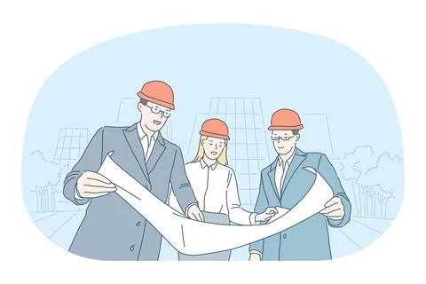 Professions in construction industry, work concept Illustrazione stock