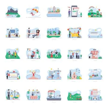 Professions Creative Illustration in Flat Design Stock Illustration
