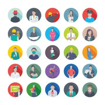 Professions Flat Icons Set Stock Illustration