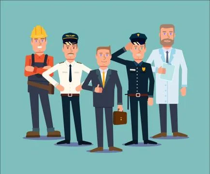 Professions people set. Flat vector Stock Illustration