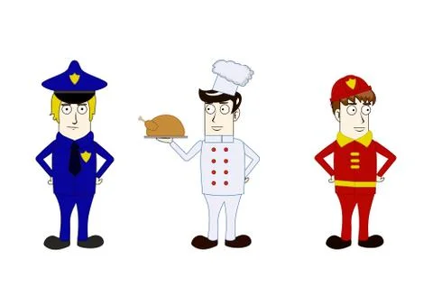 Professions policeman, cook, fireman Stock Illustration