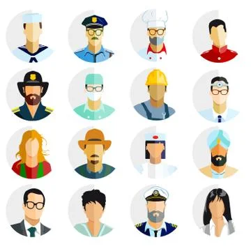 Professions, portrait button - vector illustration Stock Illustration