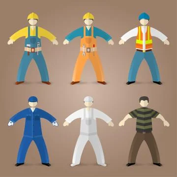 Professions set of workers and builders イラスト素材