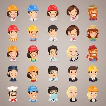 Professions vector characters icons set Stock Illustration