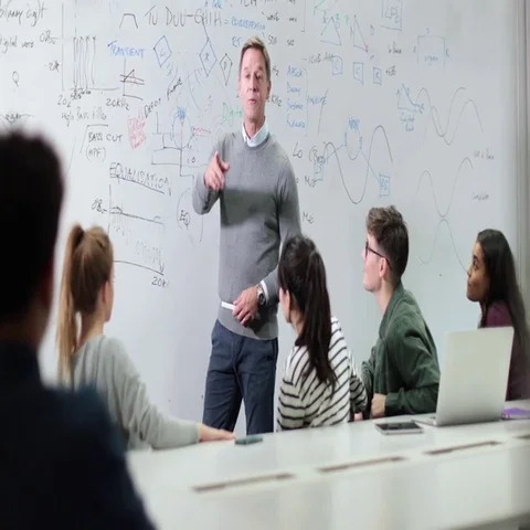 Professor asking student a question in lesson Stock Footage 69417178
