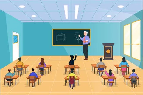 PROFESSOR EXPLAIN LESSON IN THE CLASSROOM Stock Illustration