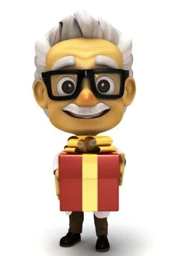 Professor with hold a gift Stock Illustration