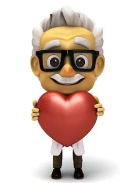 Professor with hold a heart Stock Illustration