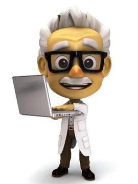 Professor with laptop Stock Illustration