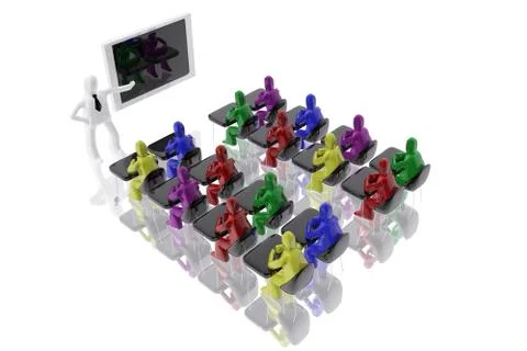 Professor lecturing to students in the classroom Stock Illustration