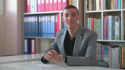 A professor speaks directly to the camera Stock Footage 168938027