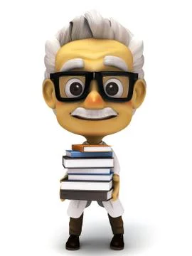 Professor with stack of books 스톡 일러스트
