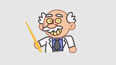 Professor sticker holds pointer and smiles. Alpha channel Stock Footage 281535655