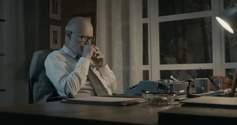 Professor struggling with writer's block Stock Footage 151177185