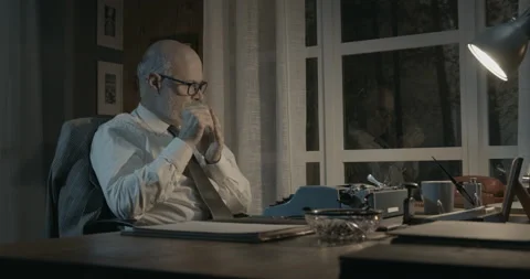 Professor struggling with writer's block Stock Footage 151177673