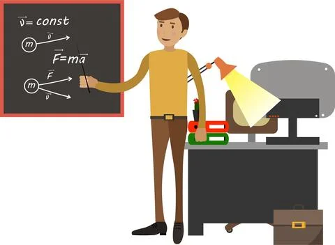 Professor teaching physics at university vector icon isolated on white Stock Illustration