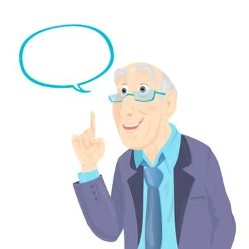 Professor Thinking with White Bubble Stock Illustration