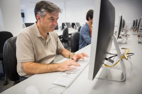 Professor using computer 스톡 사진