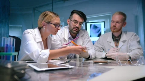 Professors create formula of antiallergenic powder 스톡 동영상 95007699
