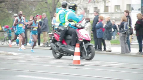 Proffesional athletes at half marathon Stock Footage 36989844