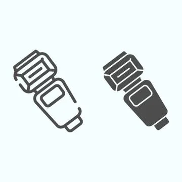 Proffesional camera flash line and solid icon. Camera or phone flashlight vector 스톡 일러스트