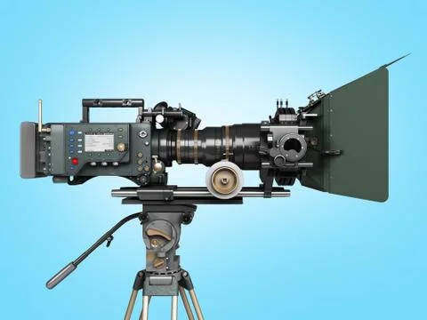 Proffesional video camera 3d render on blue gradient Stock Illustration