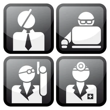 Proffesional at work icon set Stock Illustration