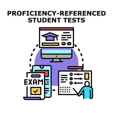 Proficiency referenced student tests performance concept Stock Illustration