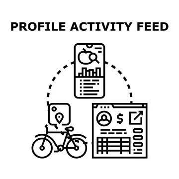 Profile activity feed on digital devices concept Stock Illustration