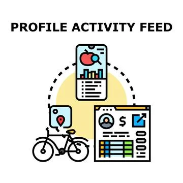 Profile activity feed on digital devices concept Stock Illustration