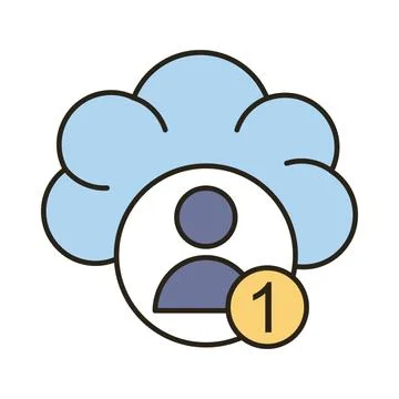 Profile avatar with number one in cloud computing line and fill style icon Ilustração Stock