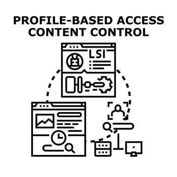 Profile based access content control outline concept Stock Illustration